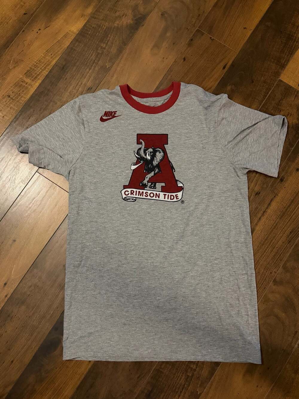 Nike Alabama Crimson Tide The Nike Tee Heather Gray Red Ringer T-Shirt Size S
